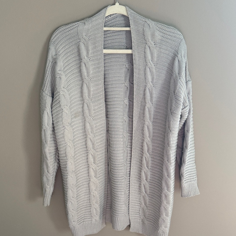 Cozy Gray Cable Knit Sweater